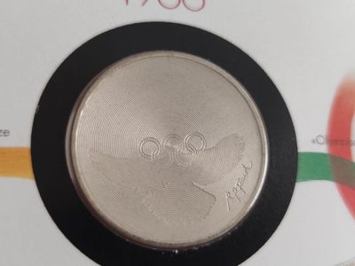 邮币封第四场 1988年瑞士奥运会和平鸽5瑞士法郎纪念镍币邮币封