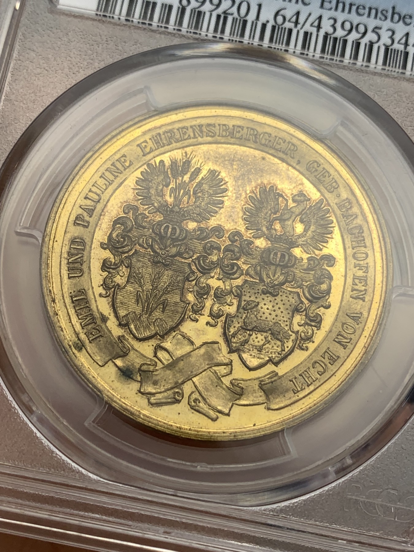 《竞宝斋》第179场-周日，周一2场 (全场包邮) PCGS SP64 德国 1900 镀金章 唯一冠军分 细节非常好