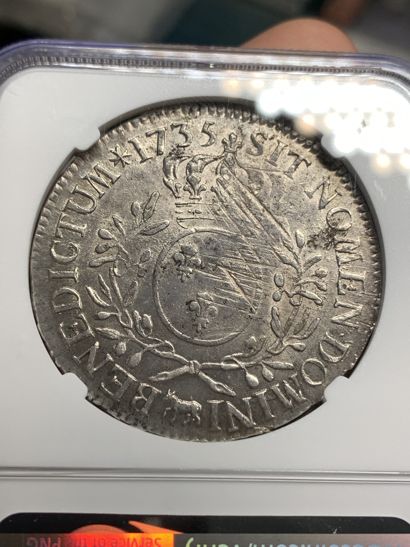 《竞宝斋》第179场-周日，周一2场 (全场包邮) NGC MS61 法国1735年路易十五1埃居银币 冠军分