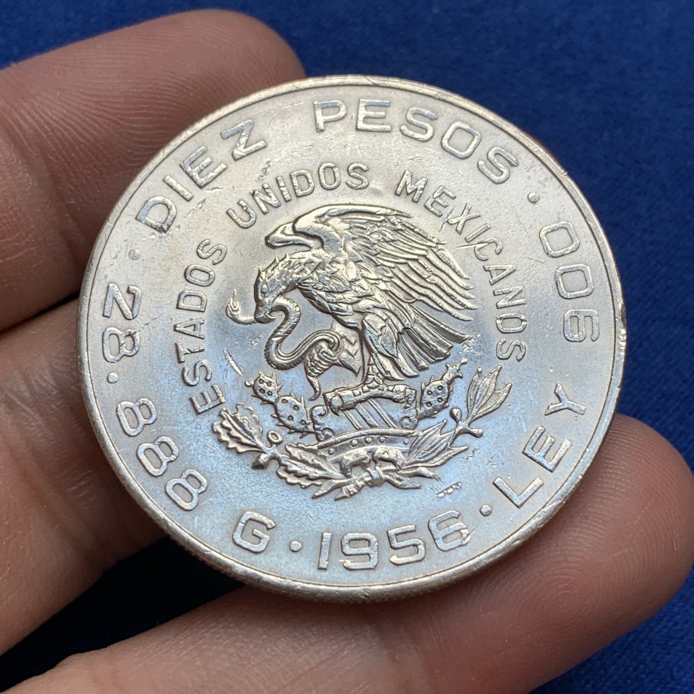 《竞宝斋》第179场-周日，周一2场 (全场包邮) 墨西哥 1956年 10比索大银币