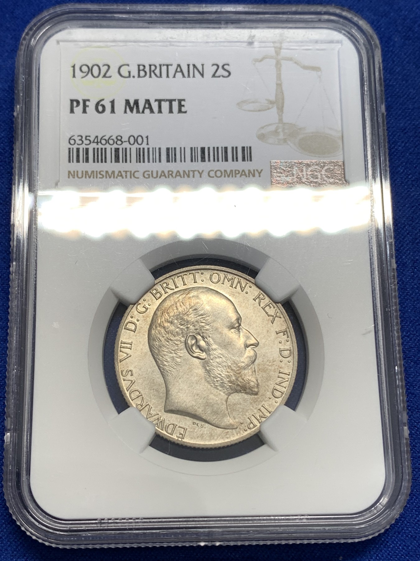 《竞宝斋》第179场-周日，周一2场 (全场包邮) NGC-PF61matte 英国 1902年 爱德华七世 2先令 海神先令，老味道，底板无痕