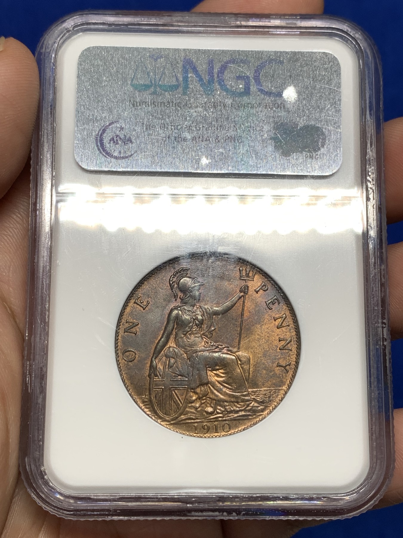 《竞宝斋》第179场-周日，周一2场 (全场包邮) NGC MS64BN 英国1910年 爱德华七世 1便士 大铜币