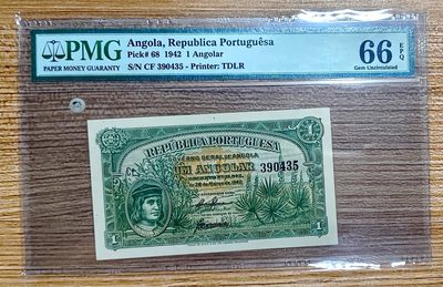 【Blue Auction】✨世界纸币精拍第341期——周日畅拍场 -   安哥拉 1942年1Angolar PMG66EPQ 较少见品种