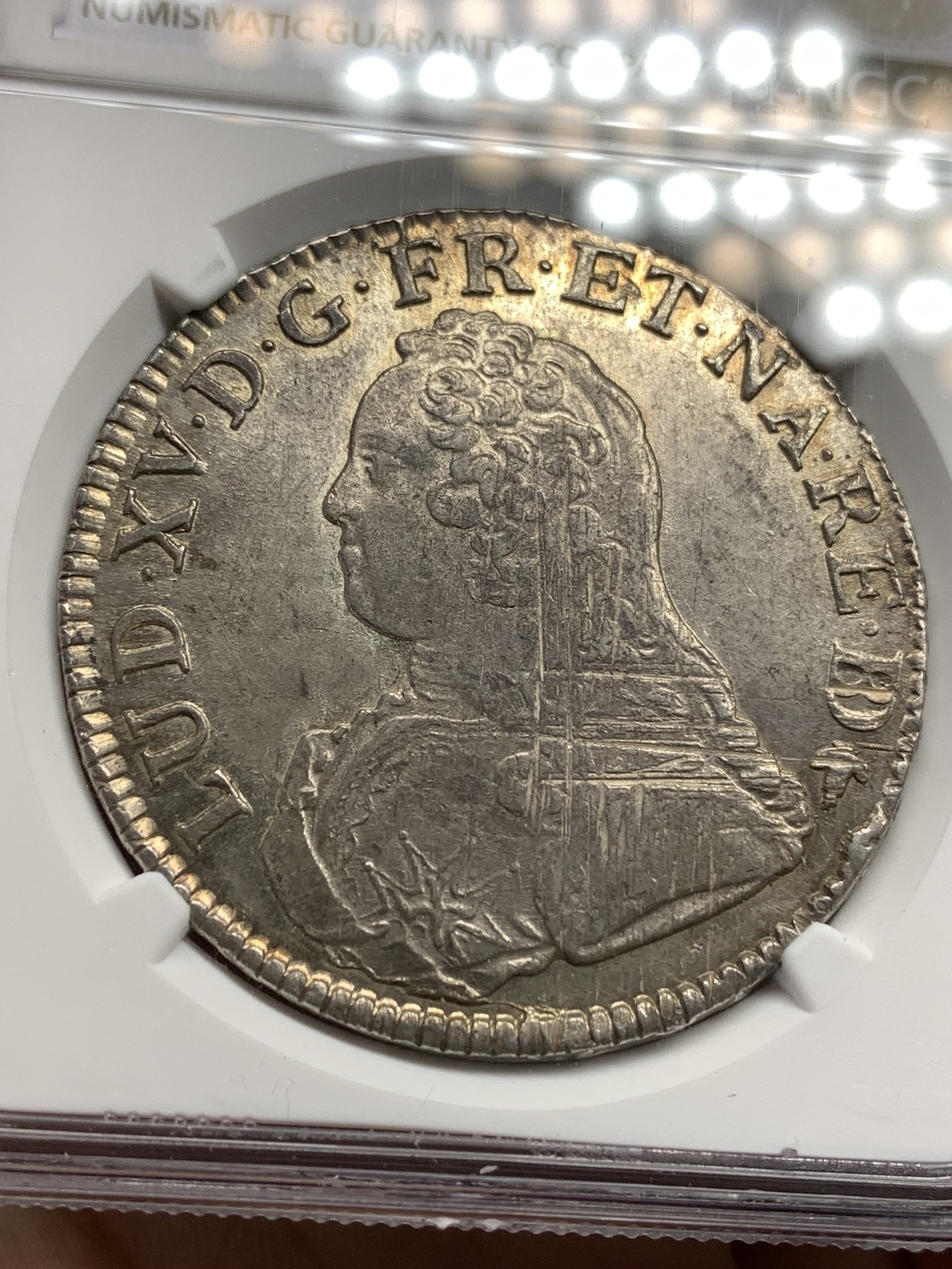 《竞宝斋》第179场-周日，周一2场 (全场包邮) NGC MS61 法国1735年路易十五1埃居银币 冠军分