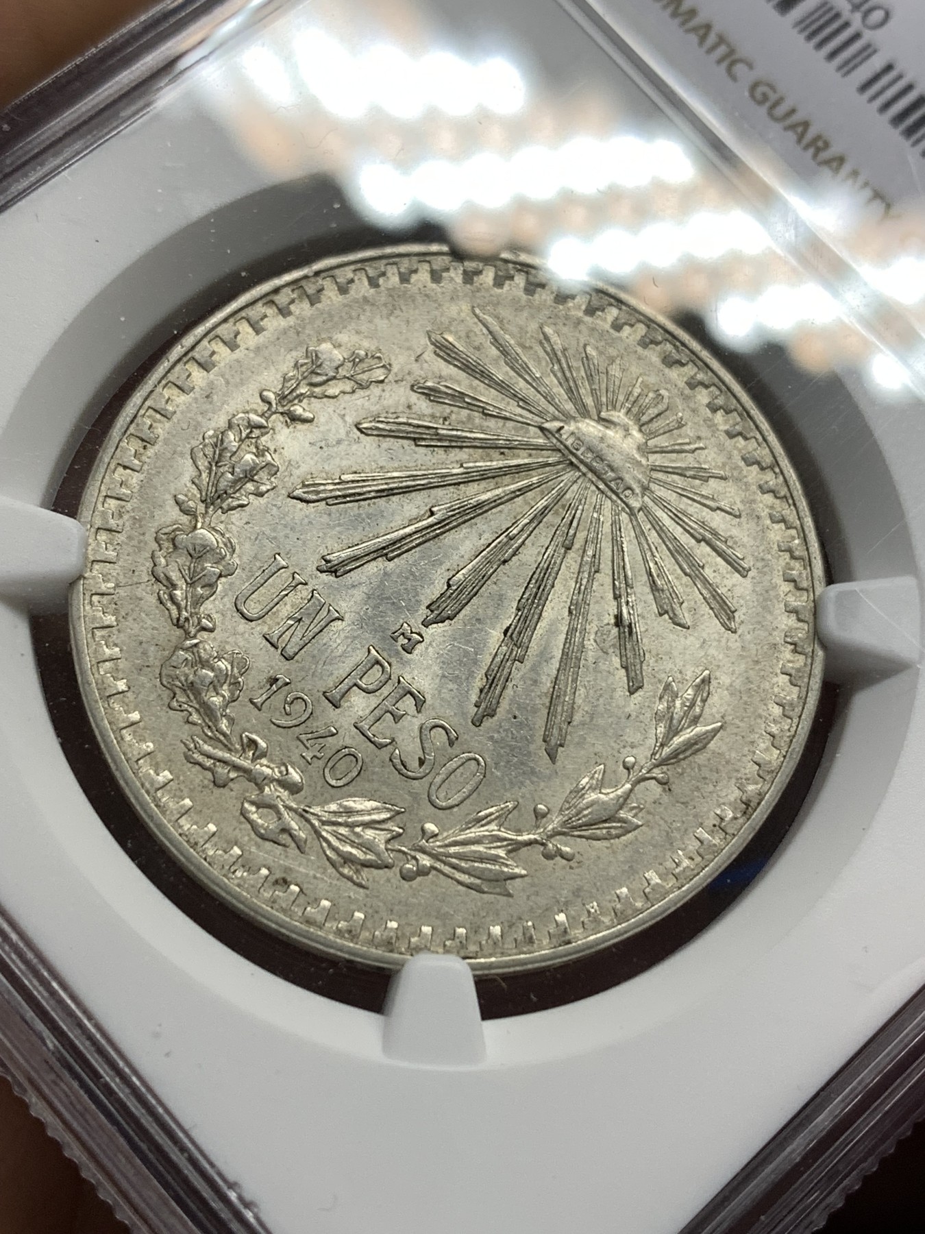 《竞宝斋》第179场-周日，周一2场 (全场包邮) NGC MS62 墨西哥1940年1比索银币