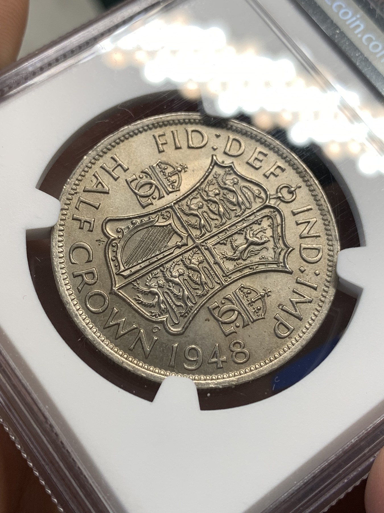 《竞宝斋》第179场-周日，周一2场 (全场包邮) NGC-MS62 英国1948年乔治六世半克朗镍币