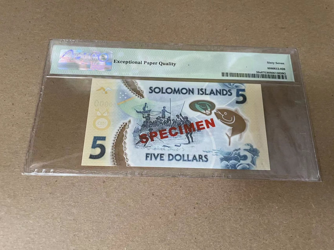 【Blue Auction】✨世界纸币精拍第341期——周日畅拍场 【样钞】所罗门群岛 2019年5元 PMG67EPQ  