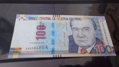 【世界钱币】精选微拍第64期暨2023年第十一期 裸钞专场（有最新展会卖剩品种） 2009年秘鲁100比索 首发AA冠 全新绝品尾号489