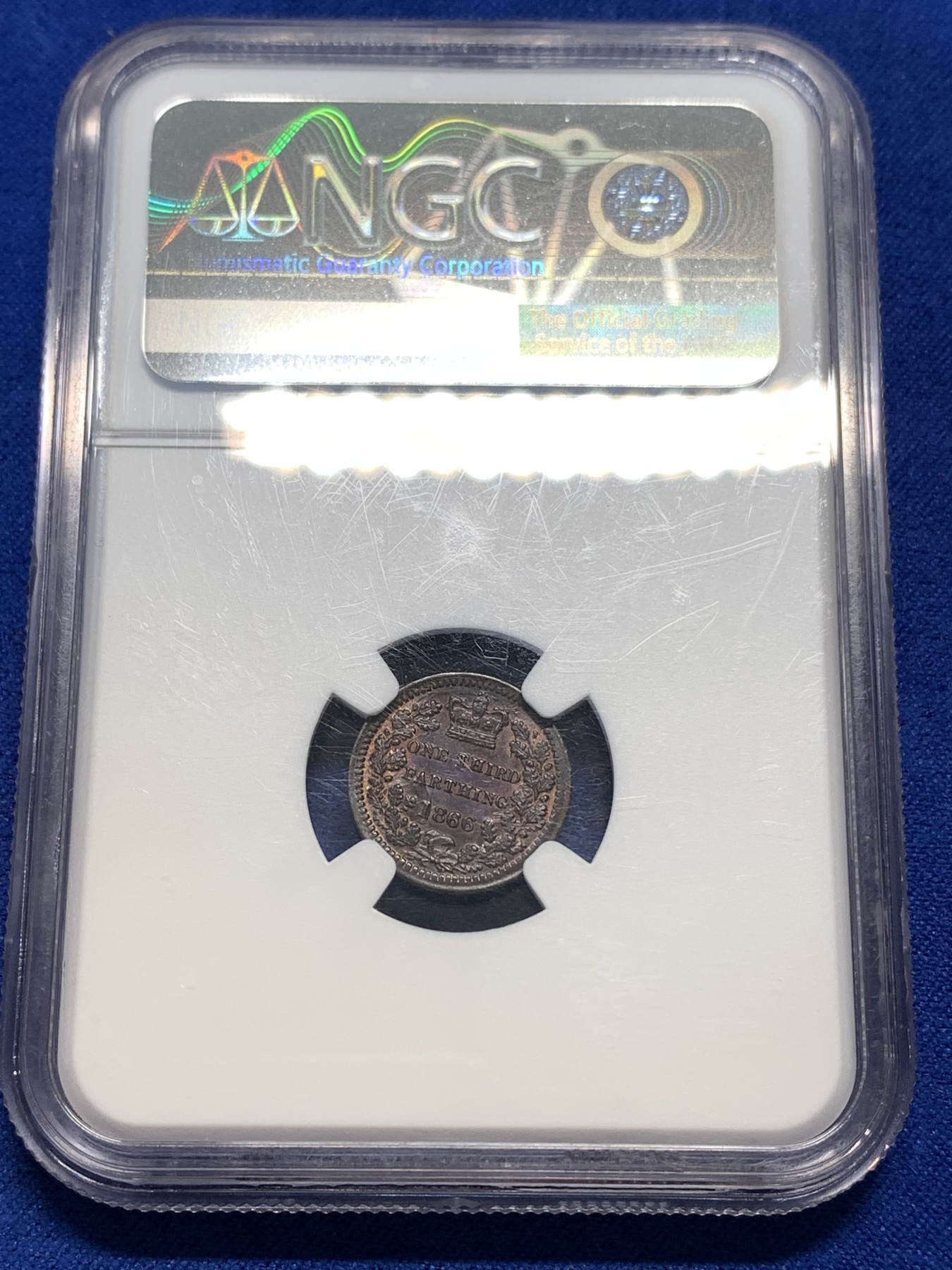 《竞宝斋》第179场-周日，周一2场 (全场包邮) NGC MS63BN 英国1866维多利亚1/3法新铜币 书价高