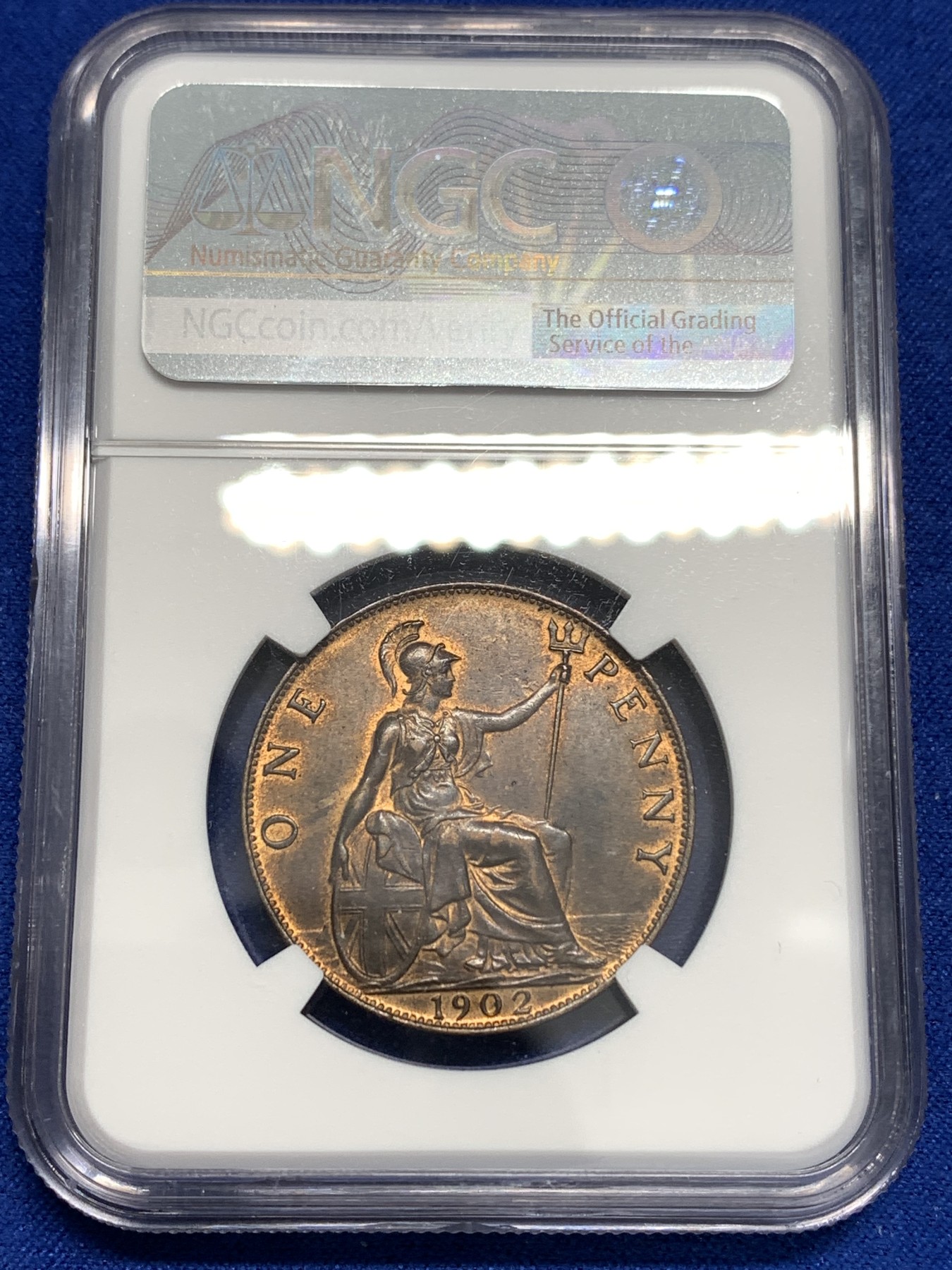 《竞宝斋》第179场-周日，周一2场 (全场包邮) NGC-UNCD 英国1902年爱七便士 少见高海版 好细节 RB的包浆