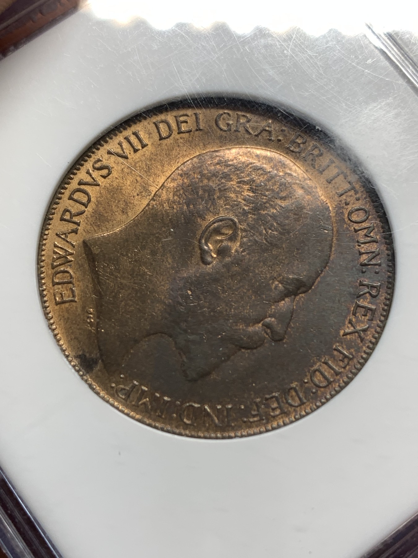 《竞宝斋》第179场-周日，周一2场 (全场包邮) NGC MS64BN 英国1910年 爱德华七世 1便士 大铜币