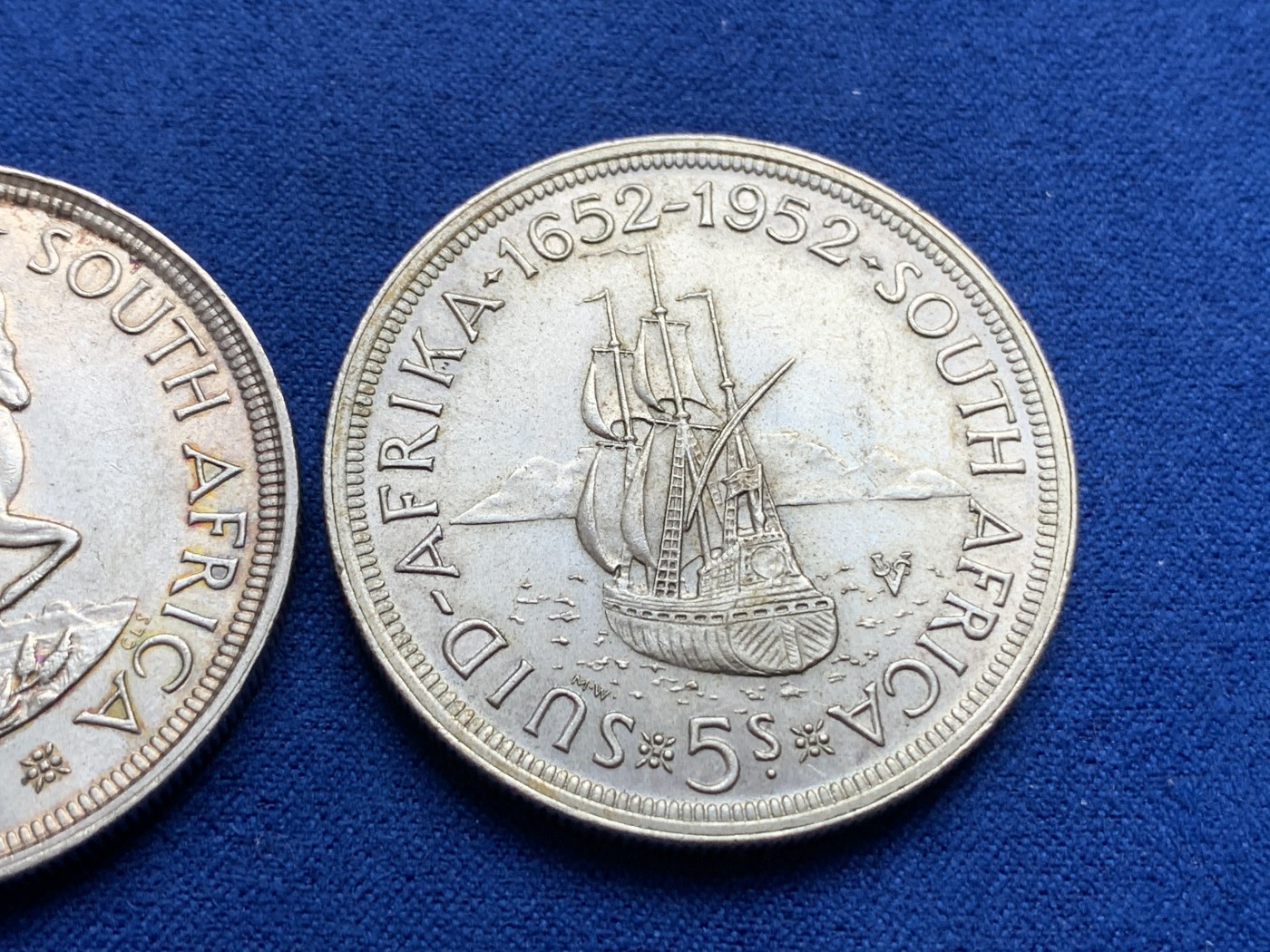 《竞宝斋》第179场-周日，周一2场 (全场包邮) 南非1951、1952年乔治六世5先令银币