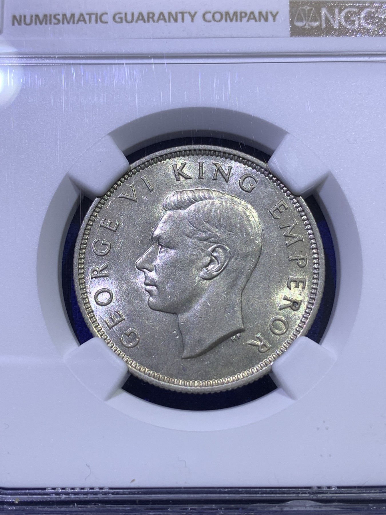 《竞宝斋》第179场-周日，周一2场 (全场包邮) NGC AU58 新西兰 1941年 乔六 1福林银币 少见品