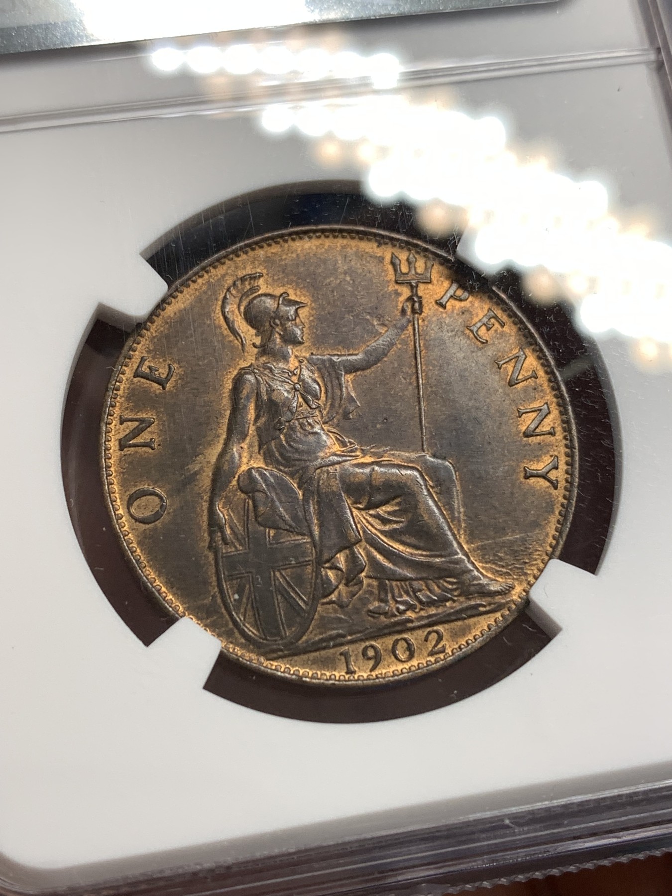 《竞宝斋》第179场-周日，周一2场 (全场包邮) NGC-UNCD 英国1902年爱七便士 少见高海版 好细节 RB的包浆