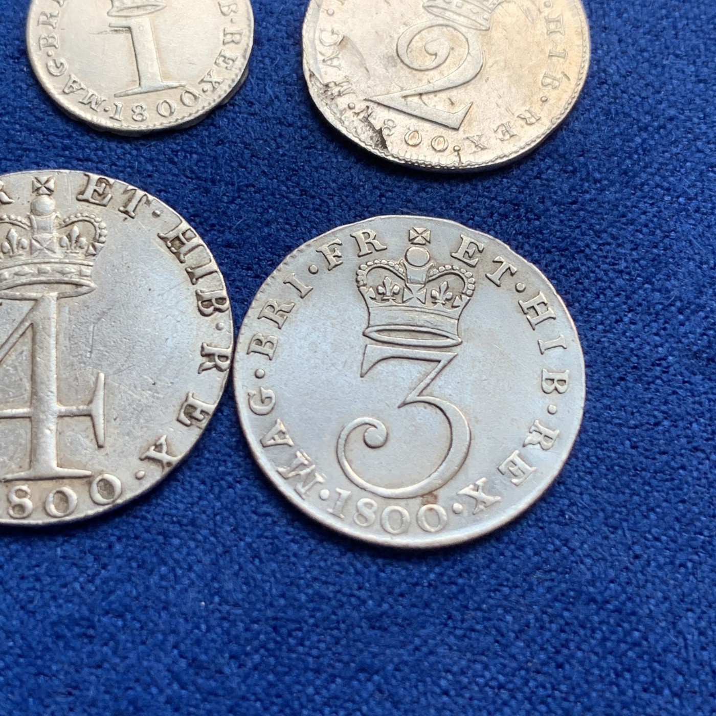 《竞宝斋》第179场-周日，周一2场 (全场包邮) 1800英国乔治三世濯足币4枚一套 ，AU-UNC状态