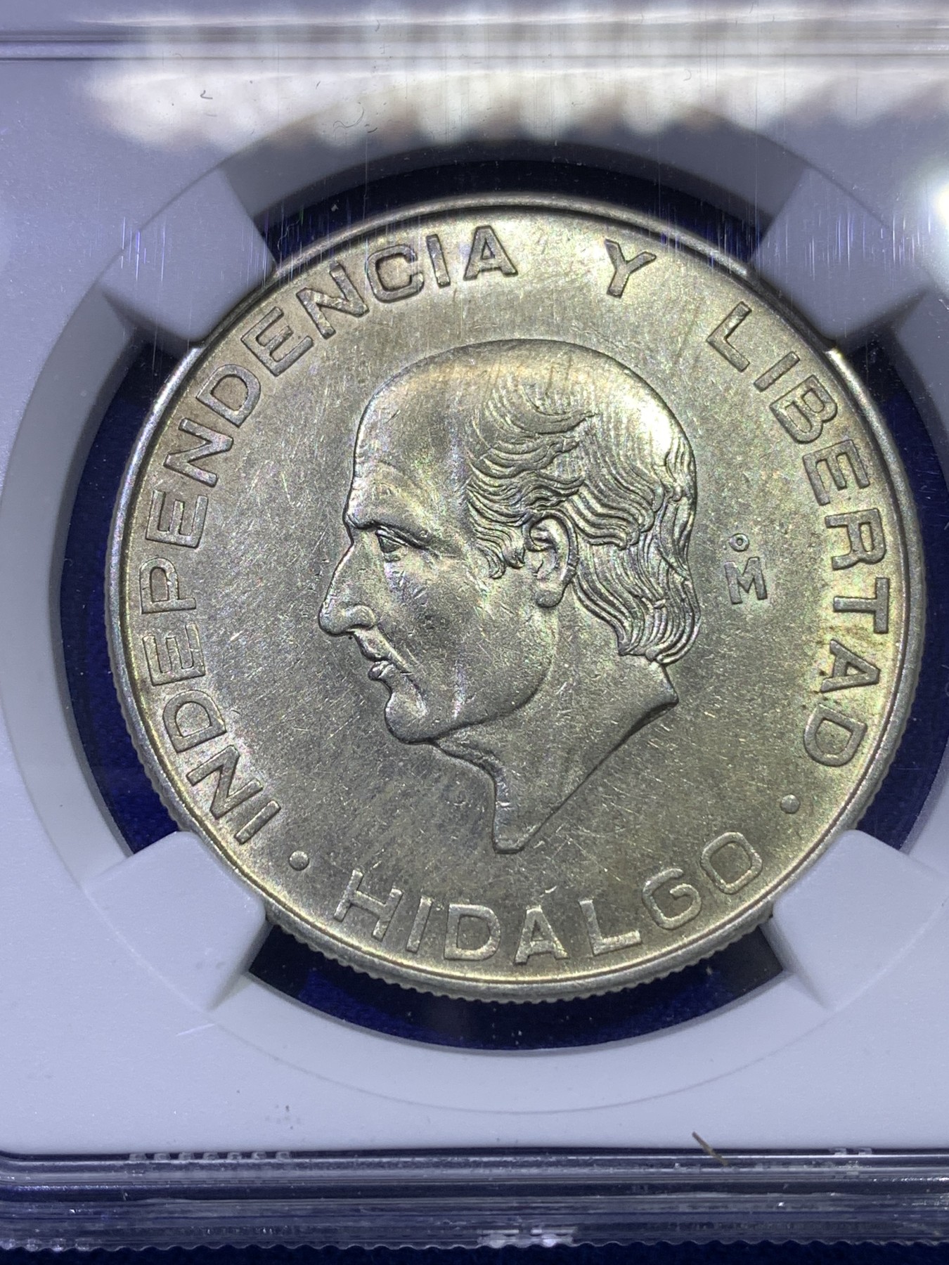 《竞宝斋》第179场-周日，周一2场 (全场包邮) NGC AU53 墨西哥 1955年 老人头 5比索 银币