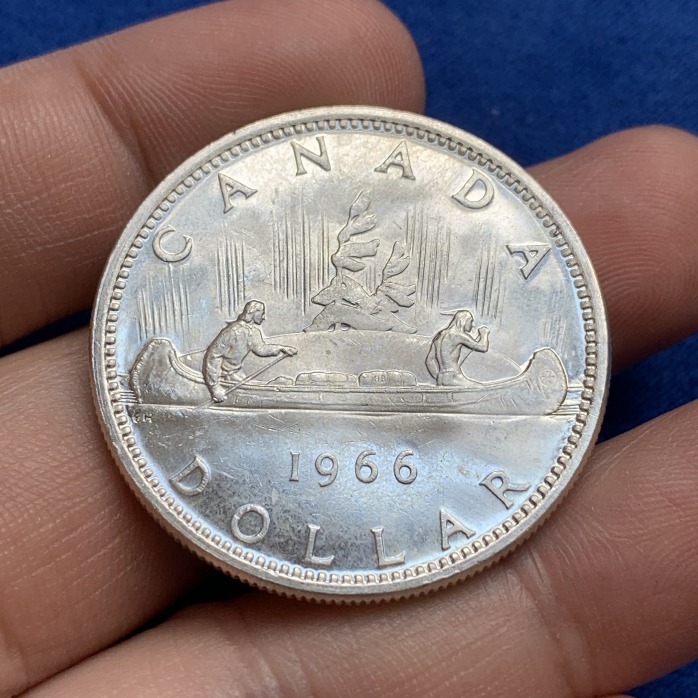 《竞宝斋》第179场-周日，周一2场 (全场包邮) 加拿大 1966年 划船1元银币 高银版