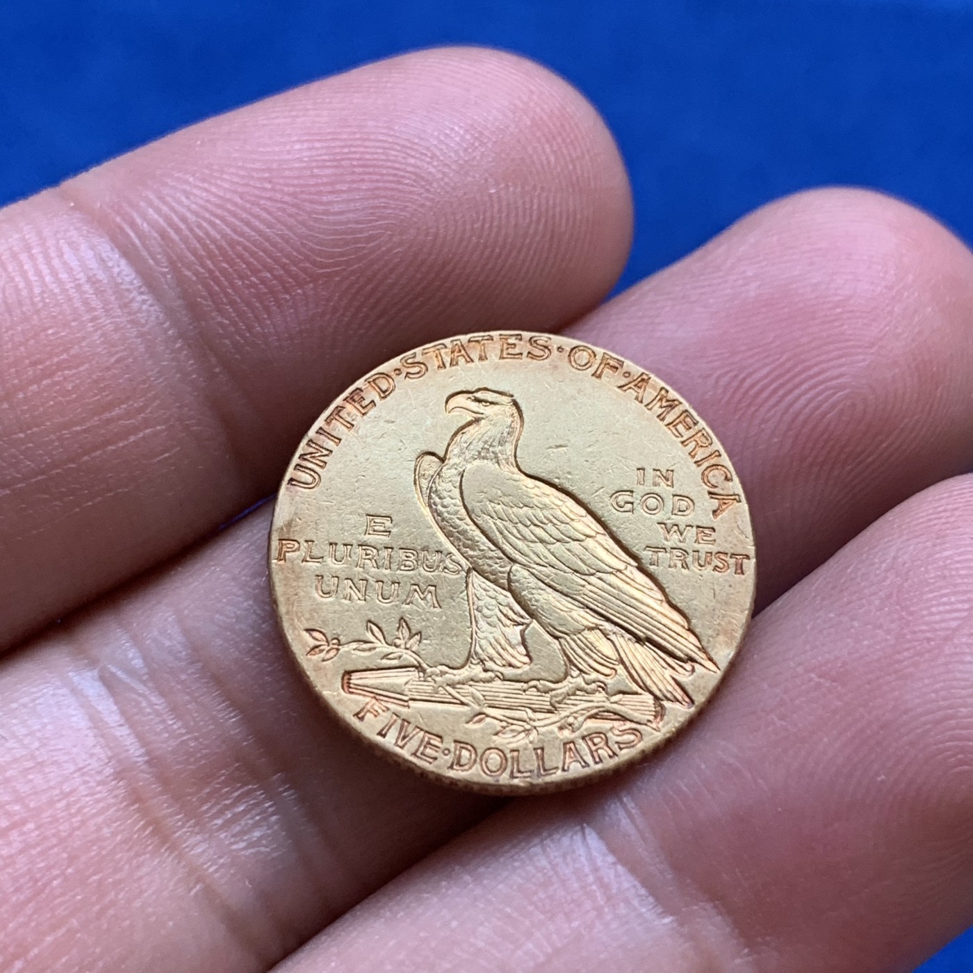 《竞宝斋》第179场-周日，周一2场 (全场包邮) 美国1911年印第安头5美元金币，unc品相，重8.35g 细节非常好