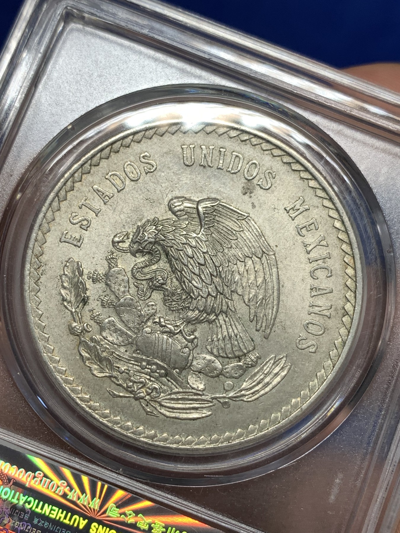 《竞宝斋》第179场-周日，周一2场 (全场包邮) 公博 MS64 墨西哥 1948年 印第安人5比索大银币 30克 900银