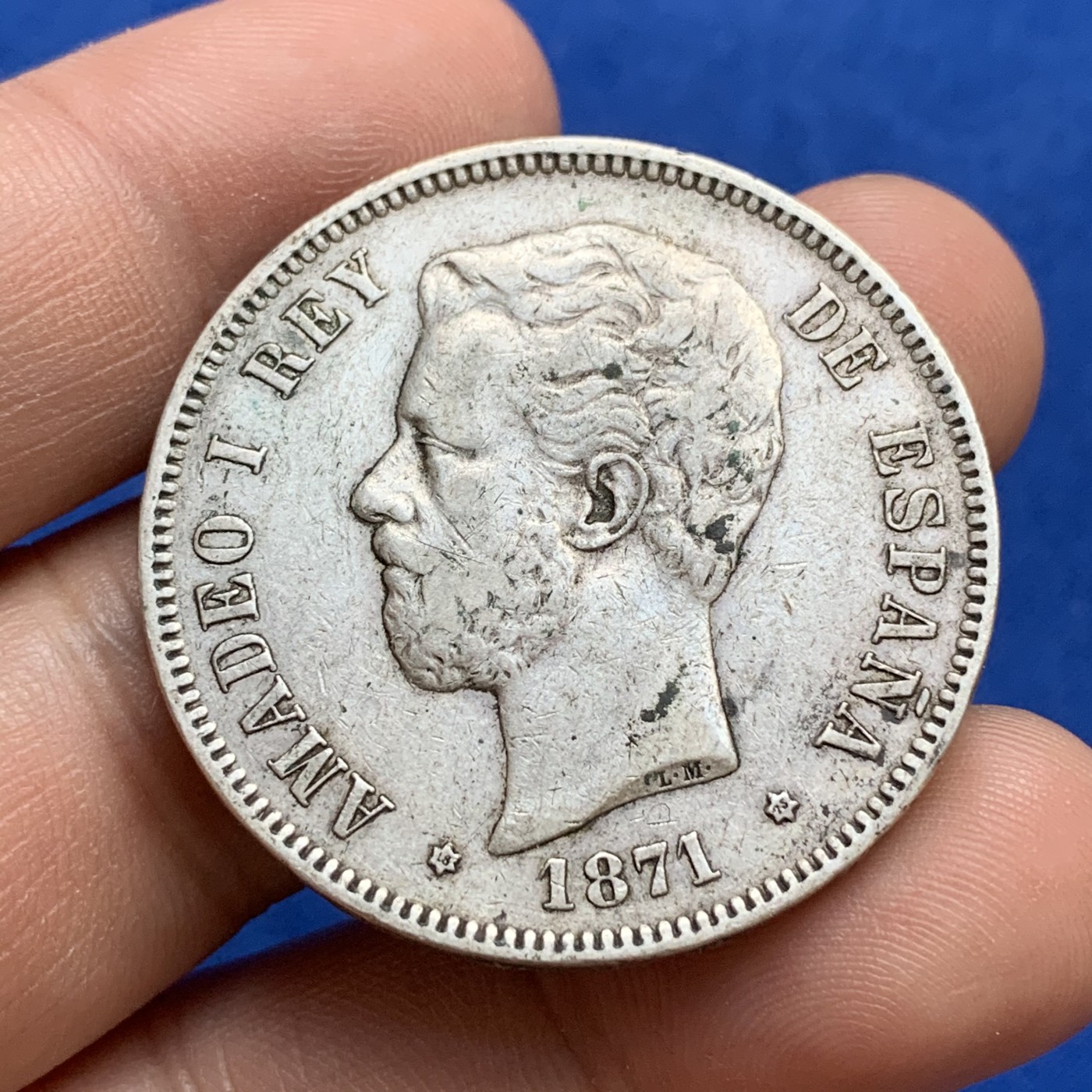 《竞宝斋》第179场-周日，周一2场 (全场包邮) 西班牙1871年阿玛迪奥一世 5比赛塔银币