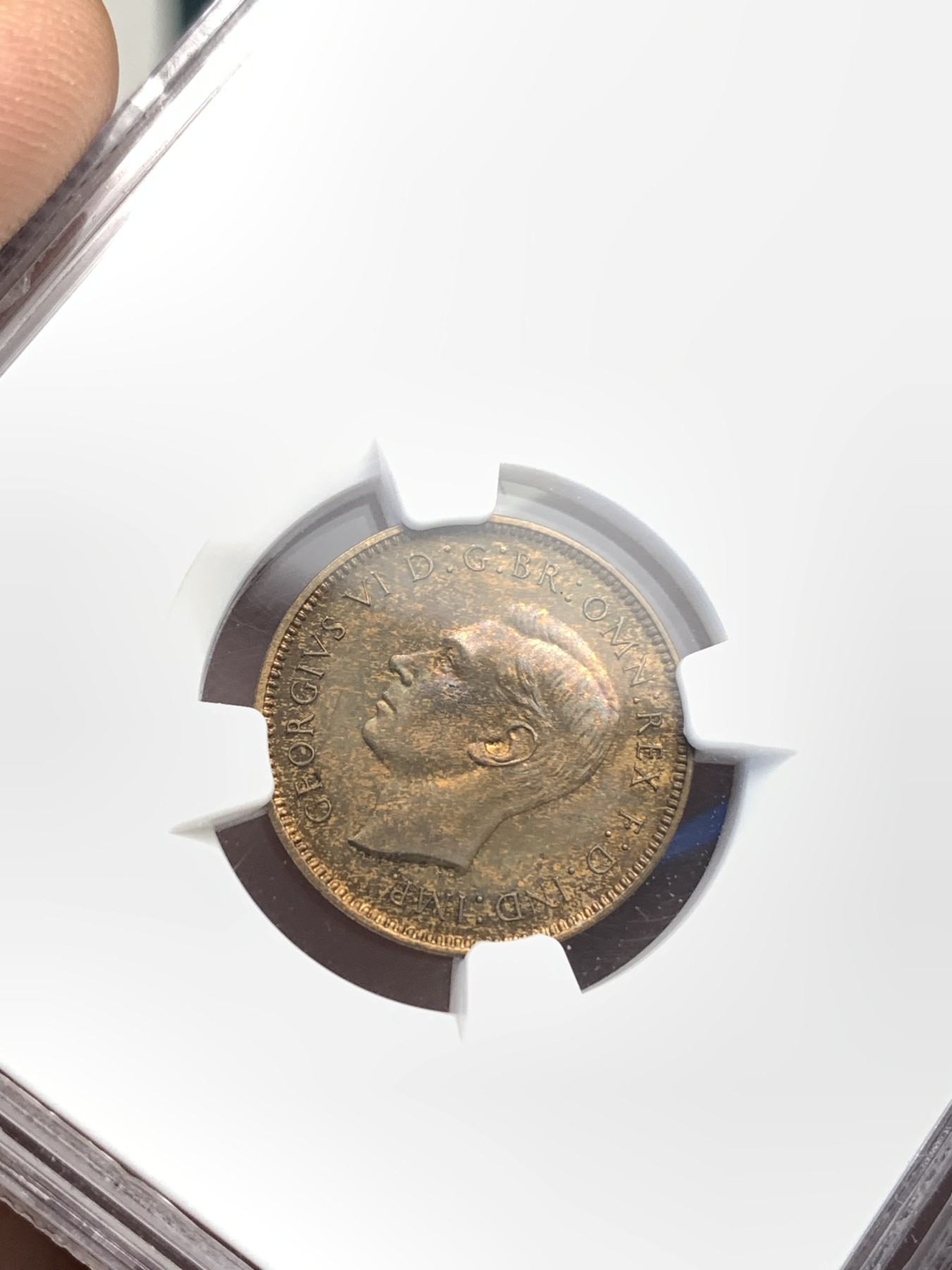 《竞宝斋》第179场-周日，周一2场 (全场包邮) NGC PF64RB 英国1937年 乔治六世 1法新 铜币