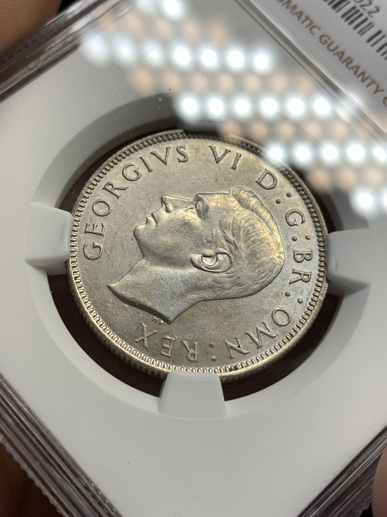 《竞宝斋》第179场-周日，周一2场 (全场包邮) NGC-AU55 英国1944年 乔六2先令银币 原光好品