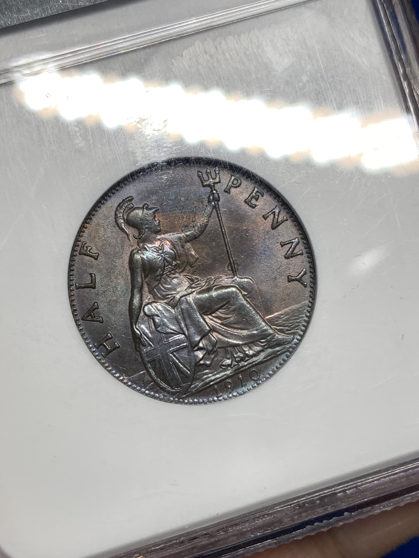 《竞宝斋》第179场-周日，周一2场 (全场包邮) NGC MS64BN 英国1910年 爱德华七世 1/2便士铜币