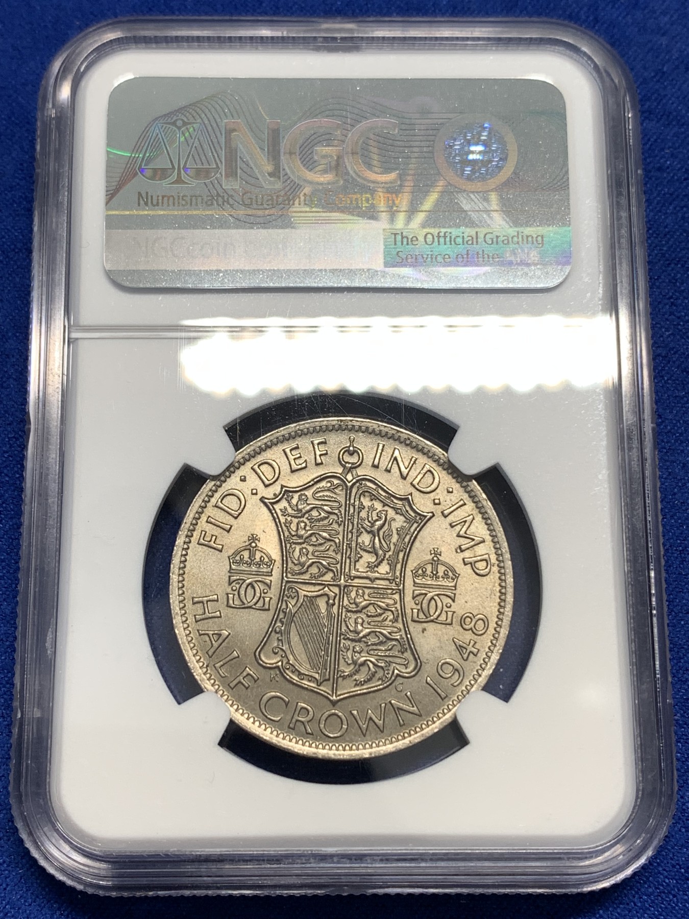 《竞宝斋》第179场-周日，周一2场 (全场包邮) NGC-MS62 英国1948年乔治六世半克朗镍币