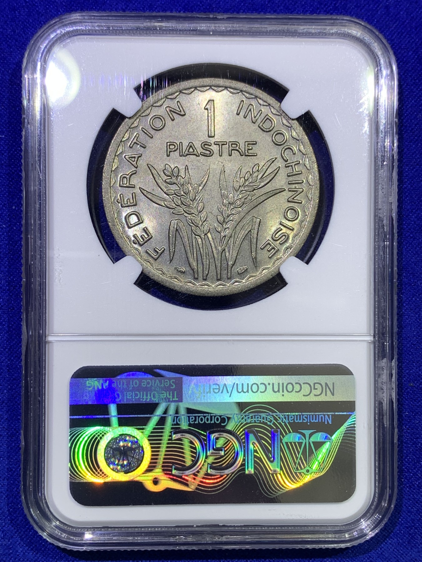 《竞宝斋》第179场-周日，周一2场 (全场包邮) NGC-MS64 1947法属印支 1皮亚斯特镍币