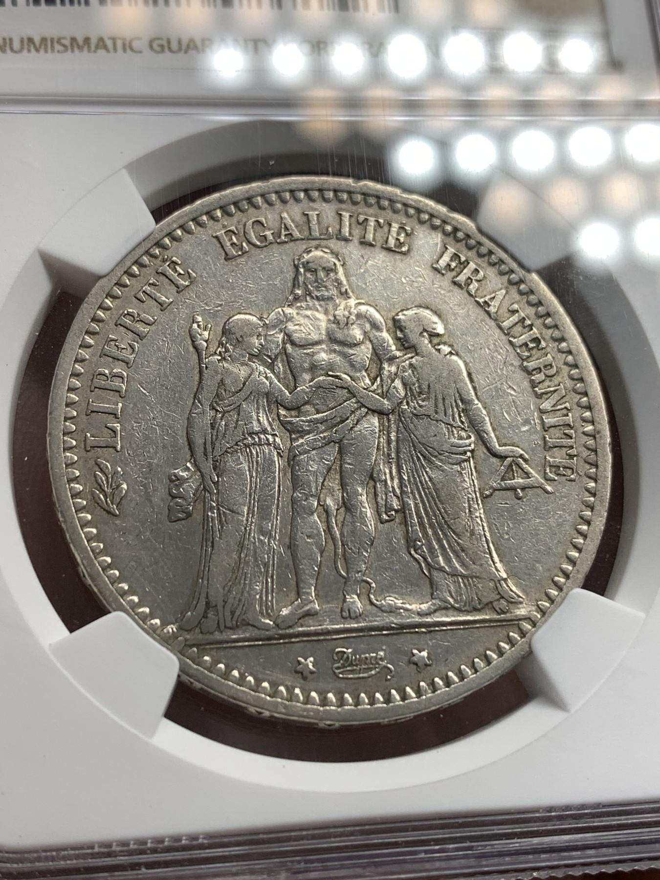 《竞宝斋》第179场-周日，周一2场 (全场包邮) NGC XF 法国 1873年 大力神 5法郎银币