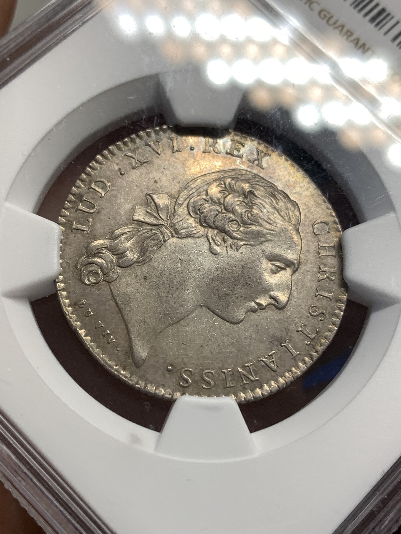 《竞宝斋》第179场-周日，周一2场 (全场包邮) NGC AU58 法国1774年 拉罗谢尔 路易十六 圆形银质代币 非常少见