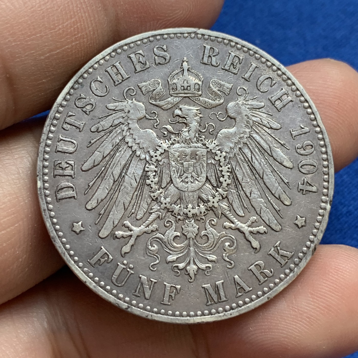 《竞宝斋》第179场-周日，周一2场 (全场包邮) 德国1904年普鲁士威廉二世5马克银币