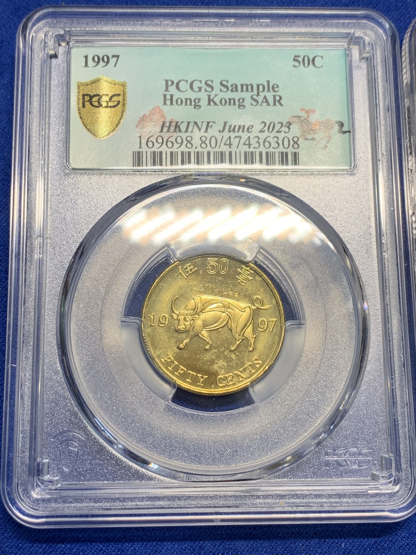 《竞宝斋》第179场-周日，周一2场 (全场包邮) HKINF香港国际钱币展纪念品一对，PCGS港币50分，NGC美元50分