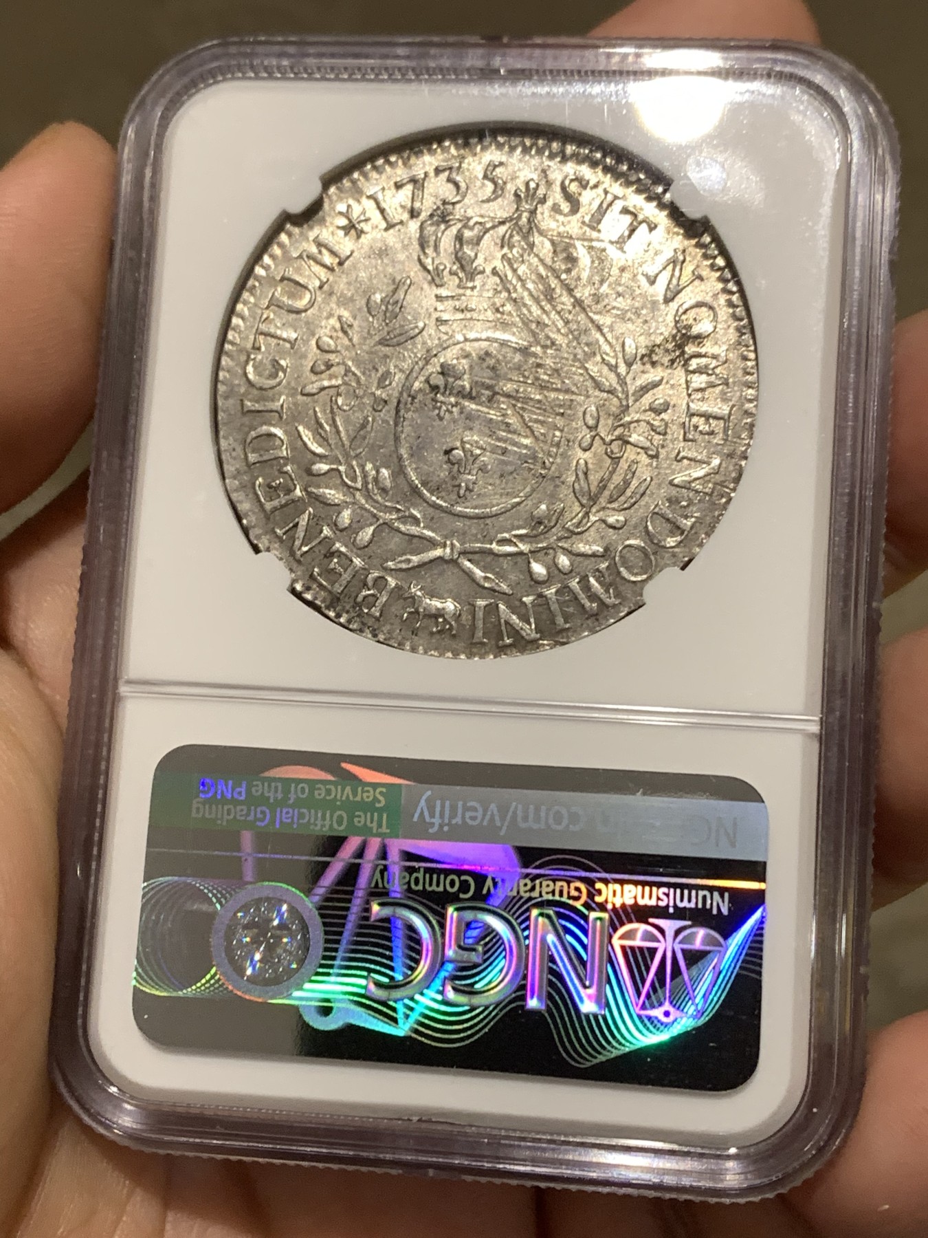 《竞宝斋》第179场-周日，周一2场 (全场包邮) NGC MS61 法国1735年路易十五1埃居银币 冠军分