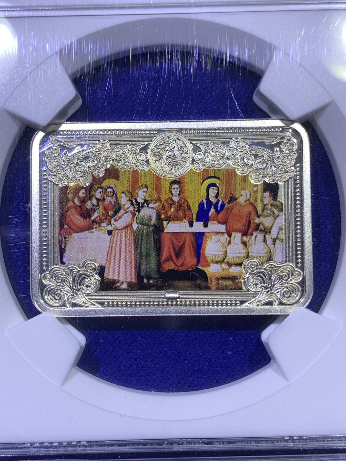 《竞宝斋》第179场-周日，周一2场 (全场包邮) NGC PF69 安道尔2013年 5第纳尔精制银币 925银 上帝传奇(2) 乔托.迪.邦多内名画—《坎纳的婚礼》亚军，更高分只有一枚，闲鱼不给卖了