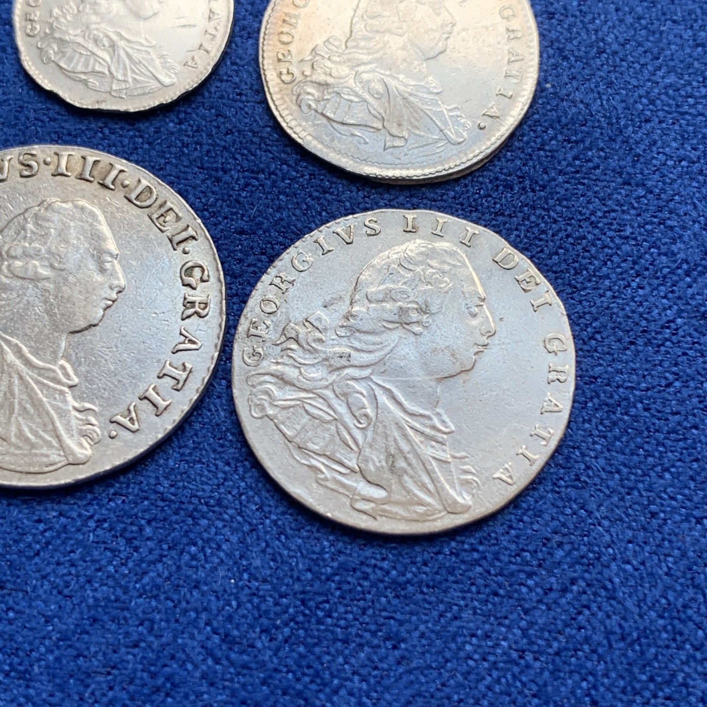 《竞宝斋》第179场-周日，周一2场 (全场包邮) 1800英国乔治三世濯足币4枚一套 ，AU-UNC状态