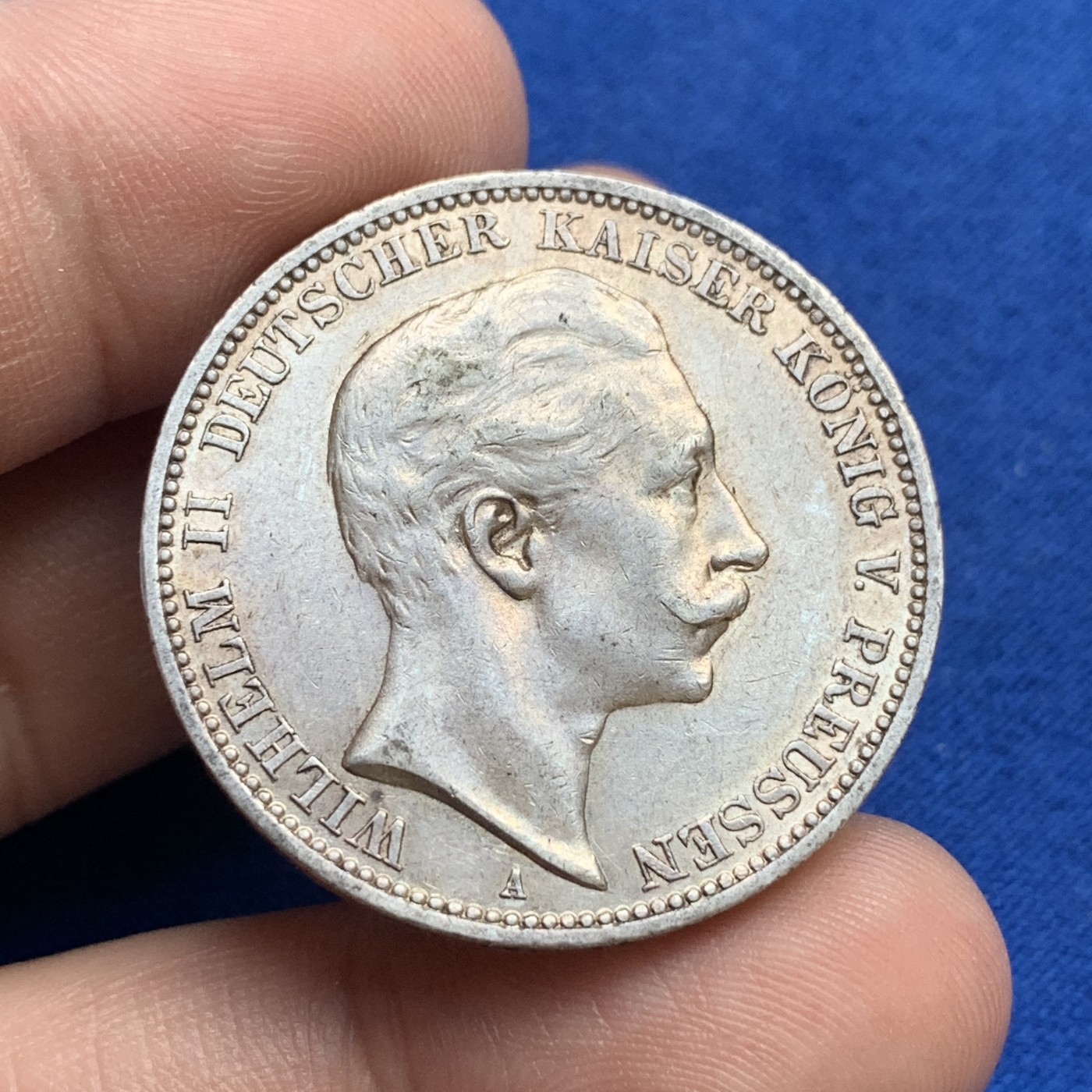 《竞宝斋》第179场-周日，周一2场 (全场包邮) 德国 1912年 德意志帝国威廉二世3马克银币 淡彩包浆