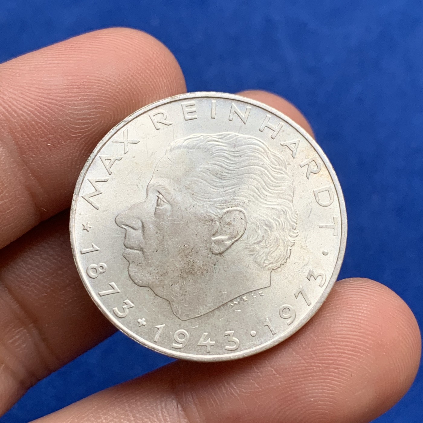 《竞宝斋》第179场-周日，周一2场 (全场包邮) 奥地利 1973年 马克思 莱因哈特100周年 25先令银币