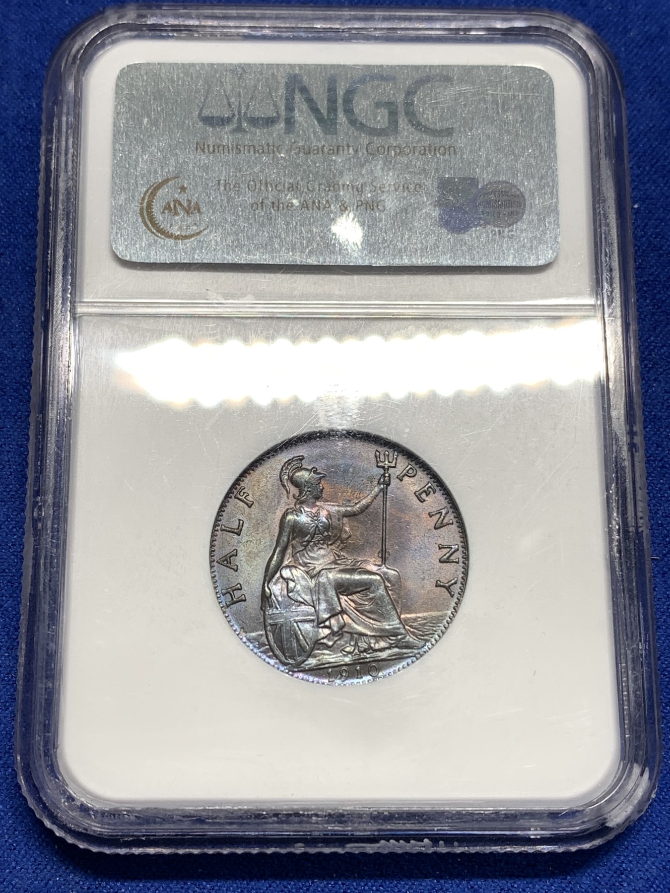 《竞宝斋》第179场-周日，周一2场 (全场包邮) NGC MS64BN 英国1910年 爱德华七世 1/2便士铜币