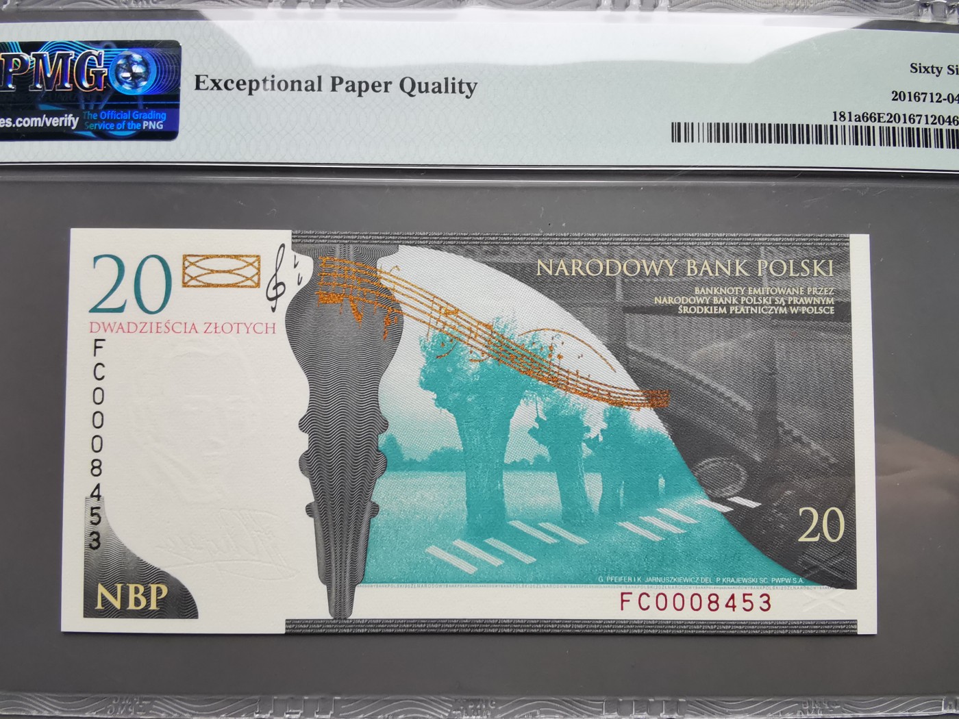 《崇甫堂》-PMG评级波兰纸钞VII PMG-66 波兰2009年《肖邦诞辰200年》纪念钞 P#181a