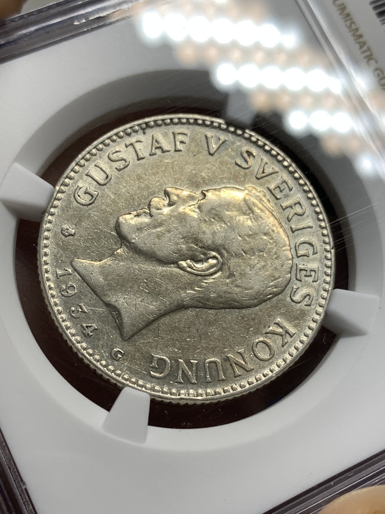 《竞宝斋》第179场-周日，周一2场 (全场包邮) NGC AU53 瑞典 1934  2克朗银币