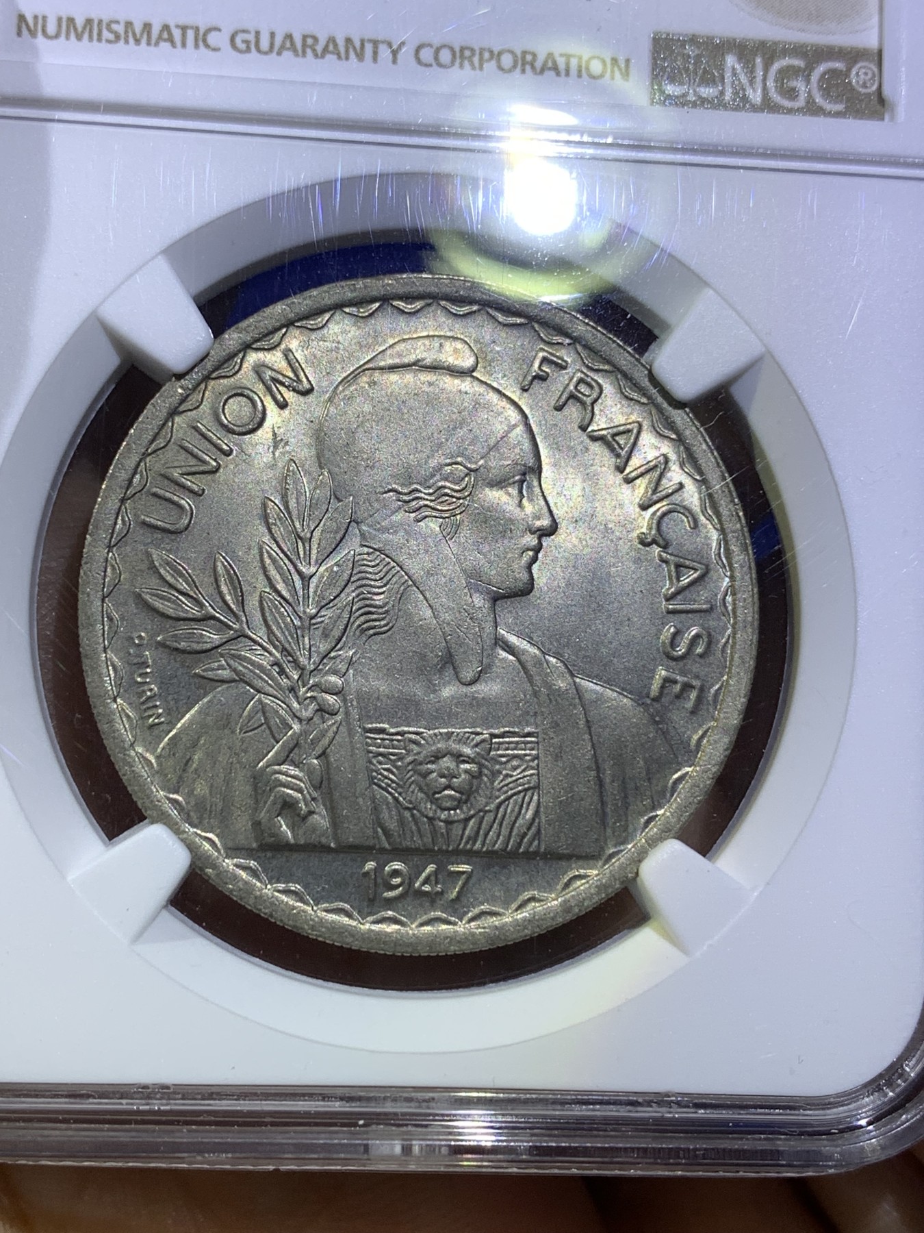 《竞宝斋》第179场-周日，周一2场 (全场包邮) NGC-MS64 1947法属印支 1皮亚斯特镍币