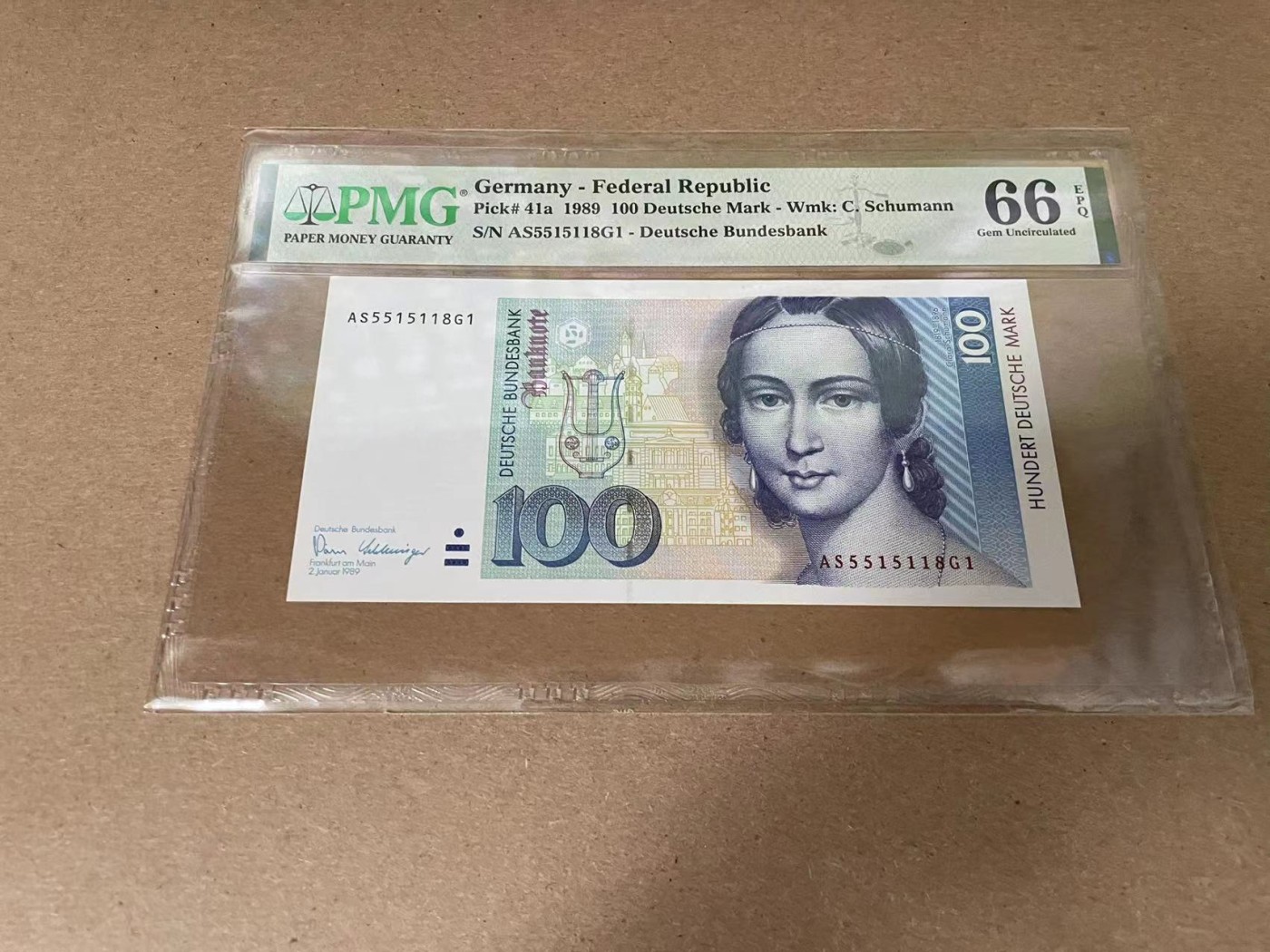 【Blue Auction】✨世界纸币精拍第341期——周日畅拍场 【无47初版】德国 1989年100马克 PMG66EPQ 克拉拉