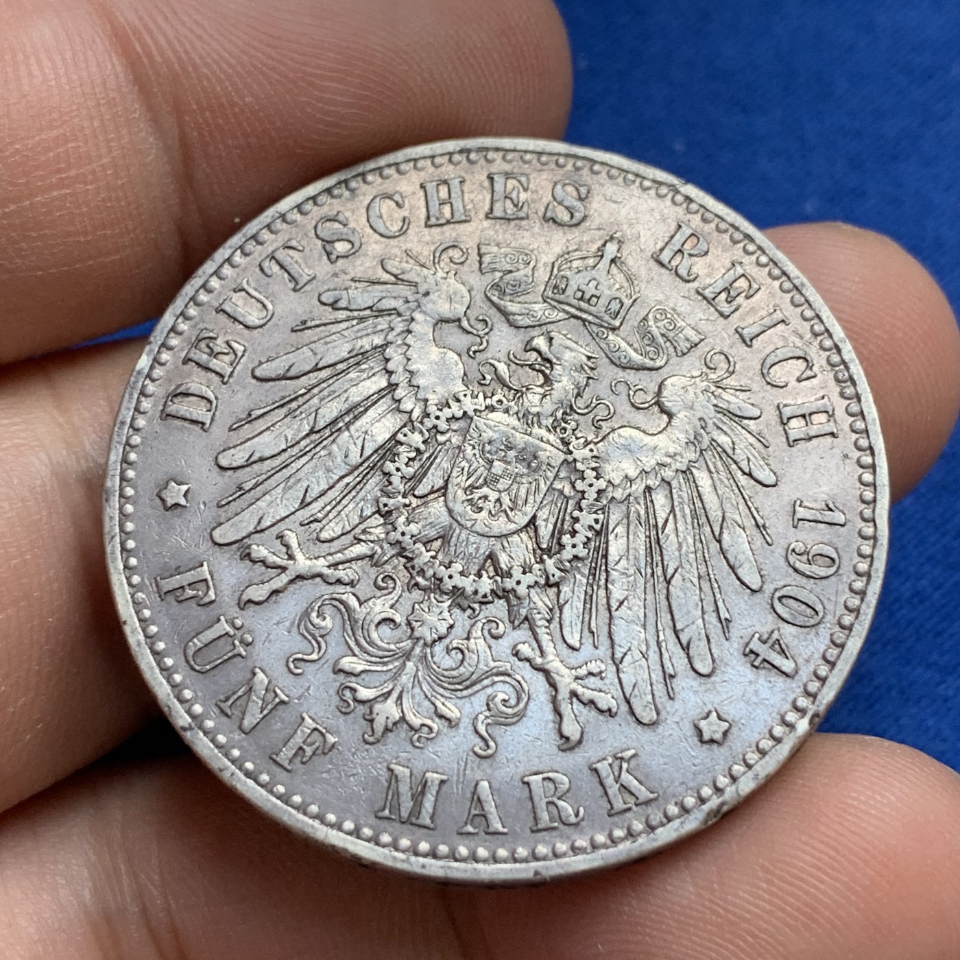 《竞宝斋》第179场-周日，周一2场 (全场包邮) 德国1904年普鲁士威廉二世5马克银币