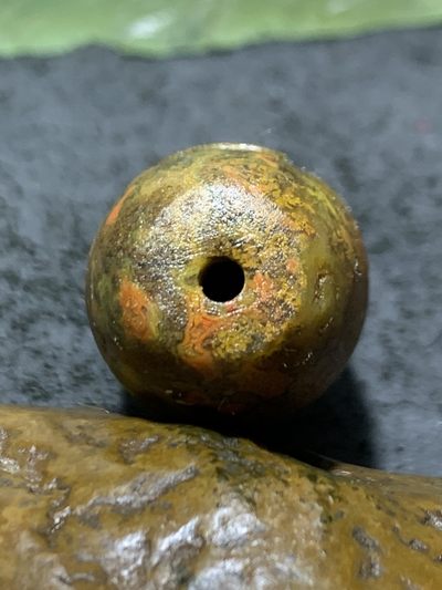 精美亚光高玉化草花纹战国红玛瑙手工雕刻道字桶珠一颗！ 精美亚光高玉化草花纹战国红玛瑙手工雕刻道字桶珠一颗！