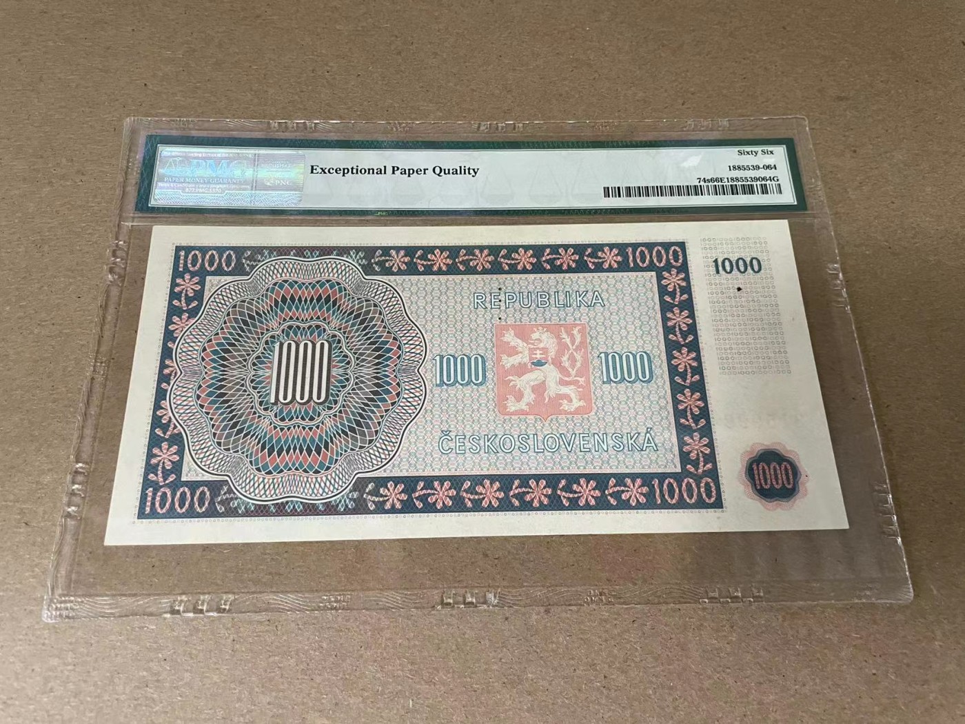 【Blue Auction】✨世界纸币精拍第341期——周日畅拍场 【样钞】捷斯 1945年1000克朗 PMG66EPQ 大票幅