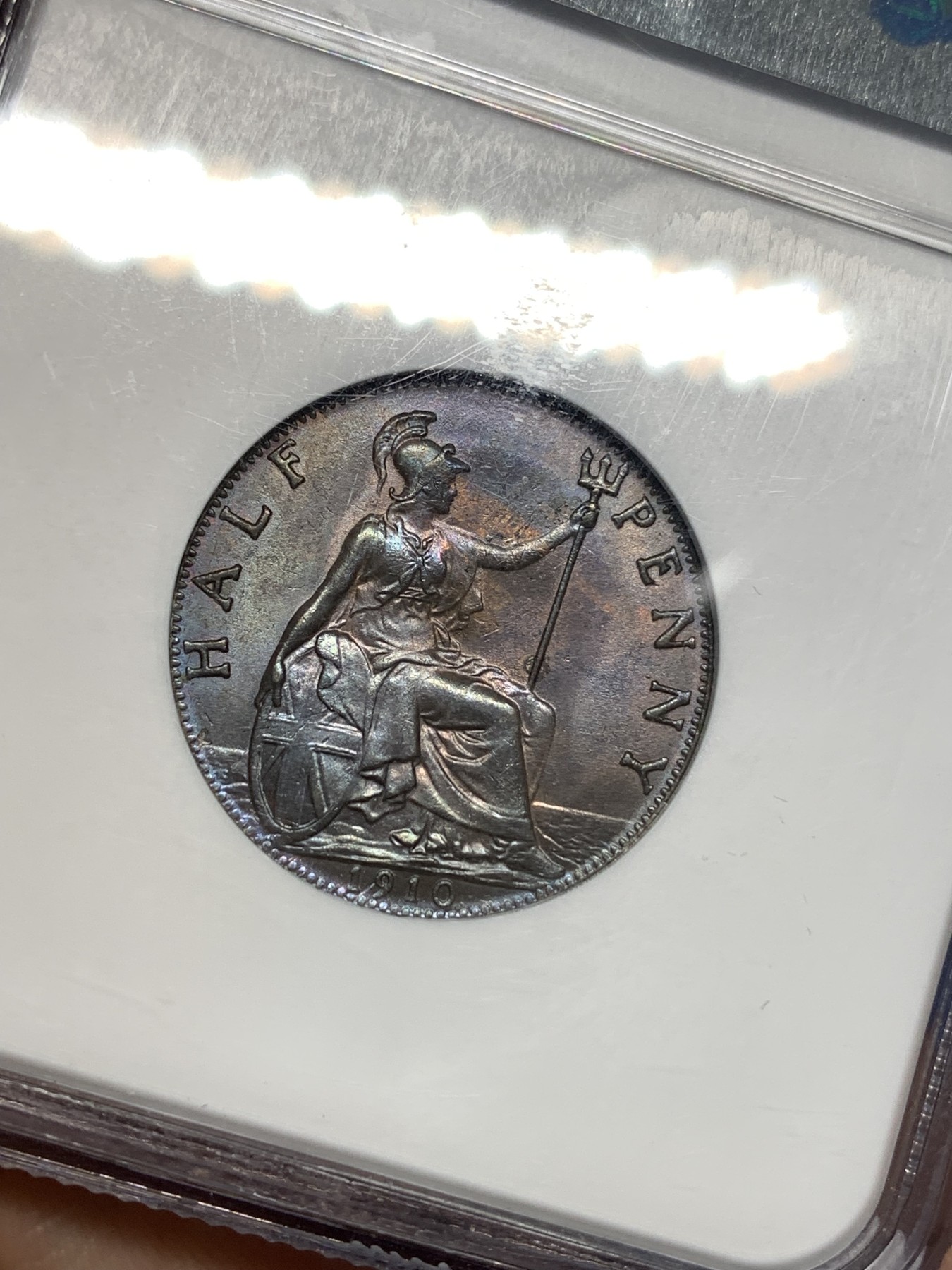 《竞宝斋》第179场-周日，周一2场 (全场包邮) NGC MS64BN 英国1910年 爱德华七世 1/2便士铜币