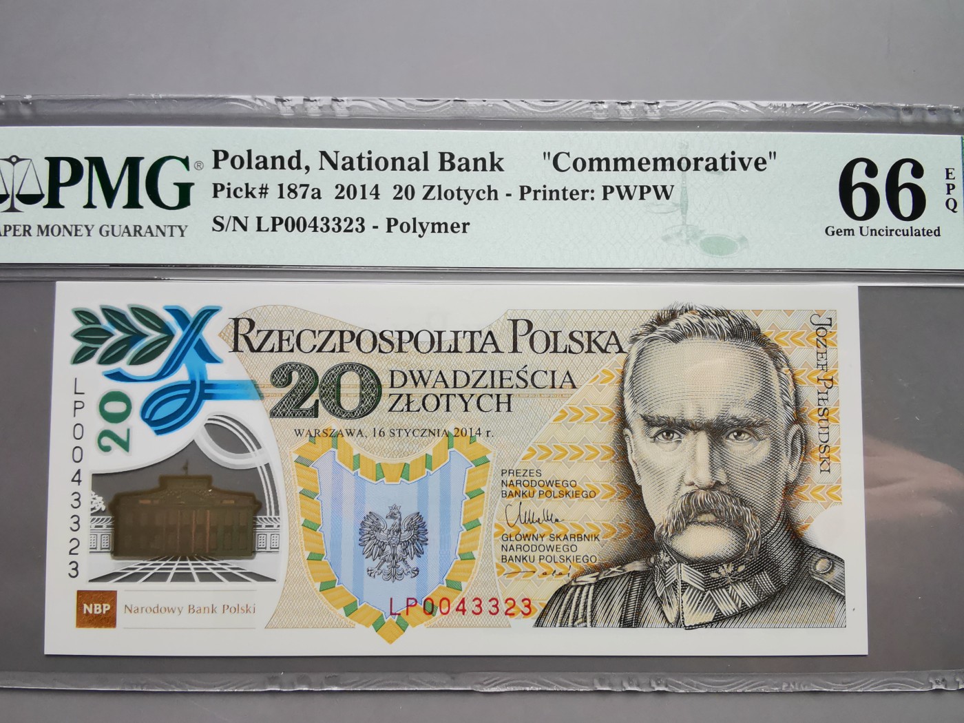 《崇甫堂》-PMG评级波兰纸钞VII PMG-66 波兰2014年《波兰军团100周年》纪念钞 P#187a