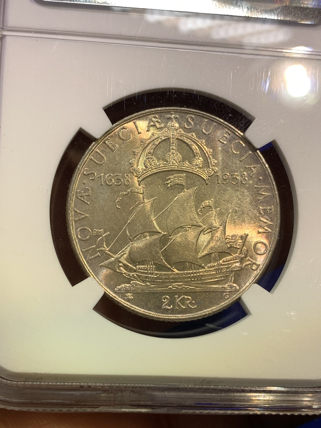 《竞宝斋》第179场-周日，周一2场 (全场包邮) NGC MS63 瑞典 1938年 2克朗银币