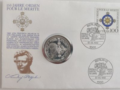 邮币封第四场 1992年德国洪堡十马克银币邮币封